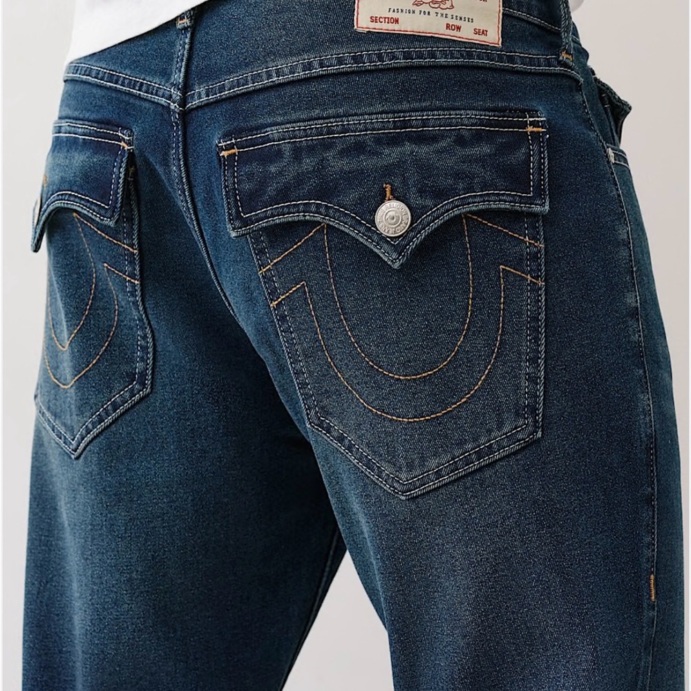 True Religion Dark Blue Jeans with Contrast Stitching